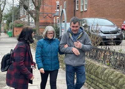 Deafblind workshop - guiding outdoor on the pavement.