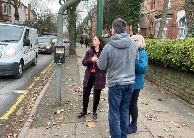 Deafblind workshop - guiding outdoor by the traffic light.